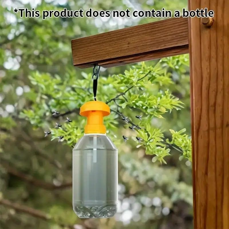 ZIBUYU Cap Dispensers for Fly Trap Attractant 4Pcs with Wick System and Hanging Loop | Reusable Plastic Outdoor Fly Control
