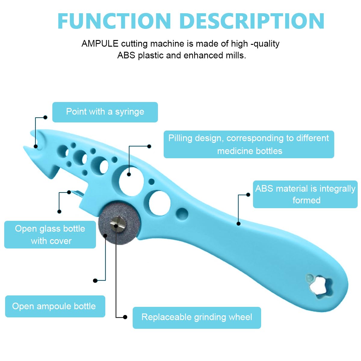 HASTHIP Ampule Cutter with Replaceable Grinding Wheel, Ampoule Cutter for Doctors, Glass Bottle Cutter, Ampule Breaker, Suitable for Home Daily or Medical Use, Cut The Ampoule