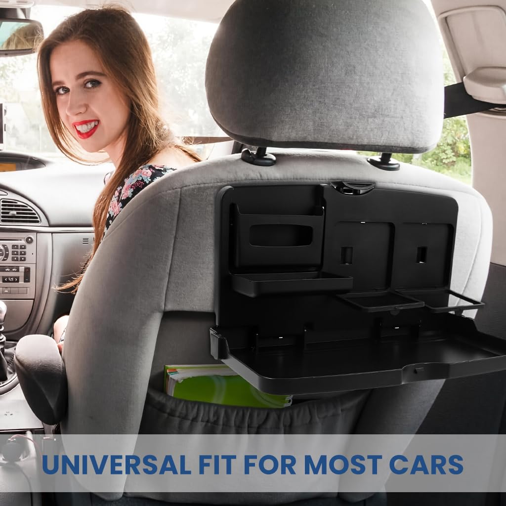 ZIBUYU Car Folding Table for Backseat Use with Adjustable Height & Angle | 34x20x3.5cm ABS Tray