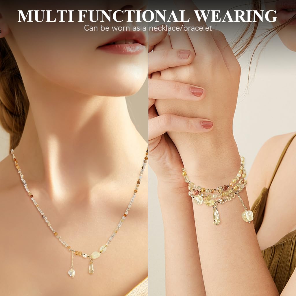 SANNIDHI Citrine Beads Bracelet for Women featuring Triple Layer Design and Adjustable Fit | Symbol of Happiness and Fortune