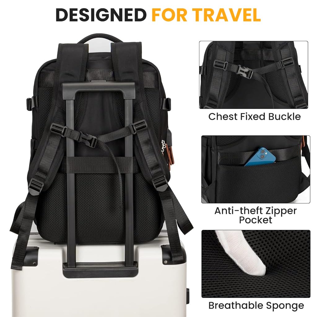 PALAY® Travel Laptop Backpack, 40L Double Layer 15.6 Inch Travel Laptop Backpack Fashion Laptop Backpack Safe Anti-Theft Waterproof Oxford Cloth Laptop Backpack Travel Backpack with Shoe Bag