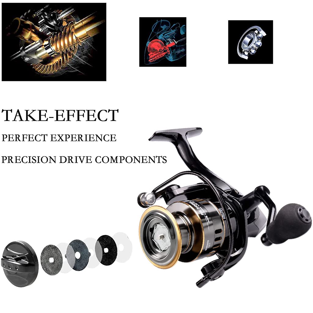 Proberos® Spinning Fishing Reel Heavy Duty Metal Spinning Fishing Reel Left/Right Interchangeable Metal Shaft Handle Smooth 11BB 5.2: 1 Gear Ratio for Inshore Boat Rock Freshwater Sea Fishing