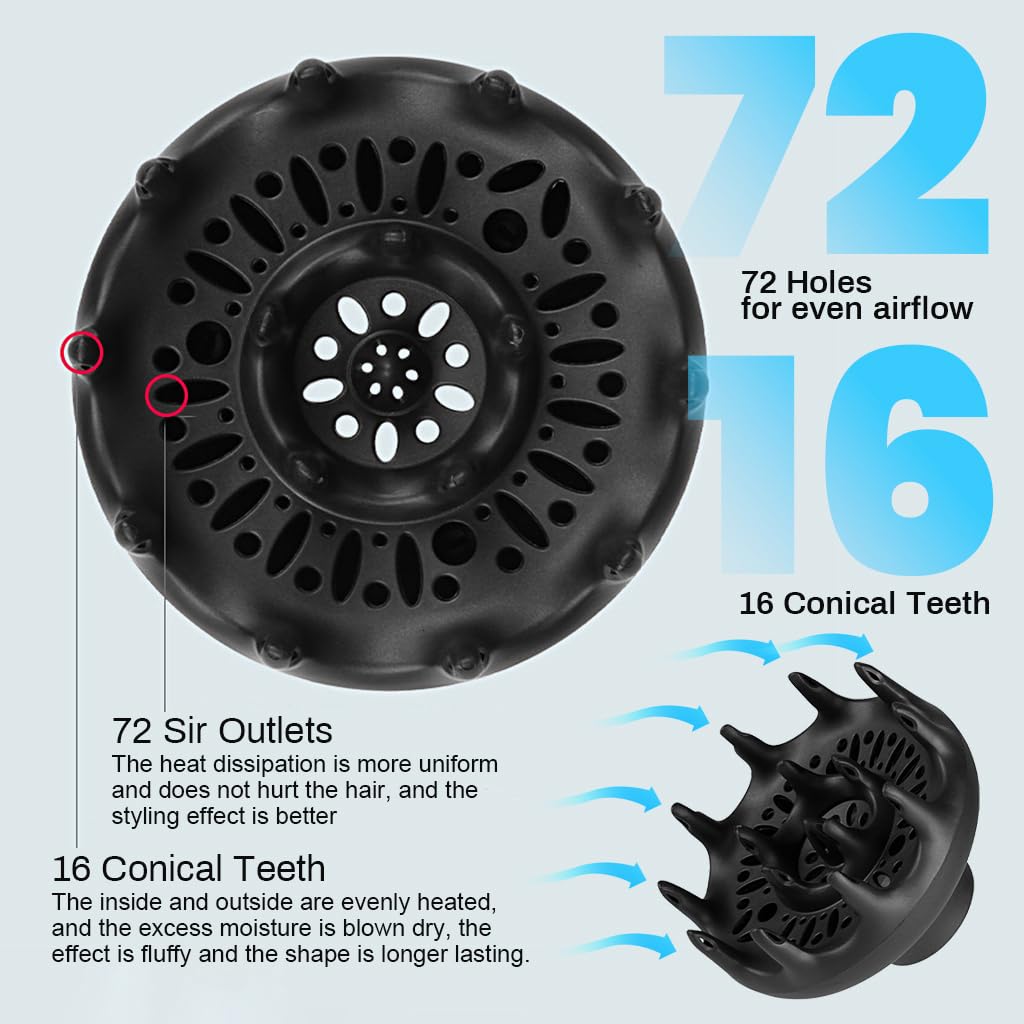 MAYCREATE Orchid Hair Diffuser Attachment for Curly Hair with 4.35–4.65 cm Universal Fit