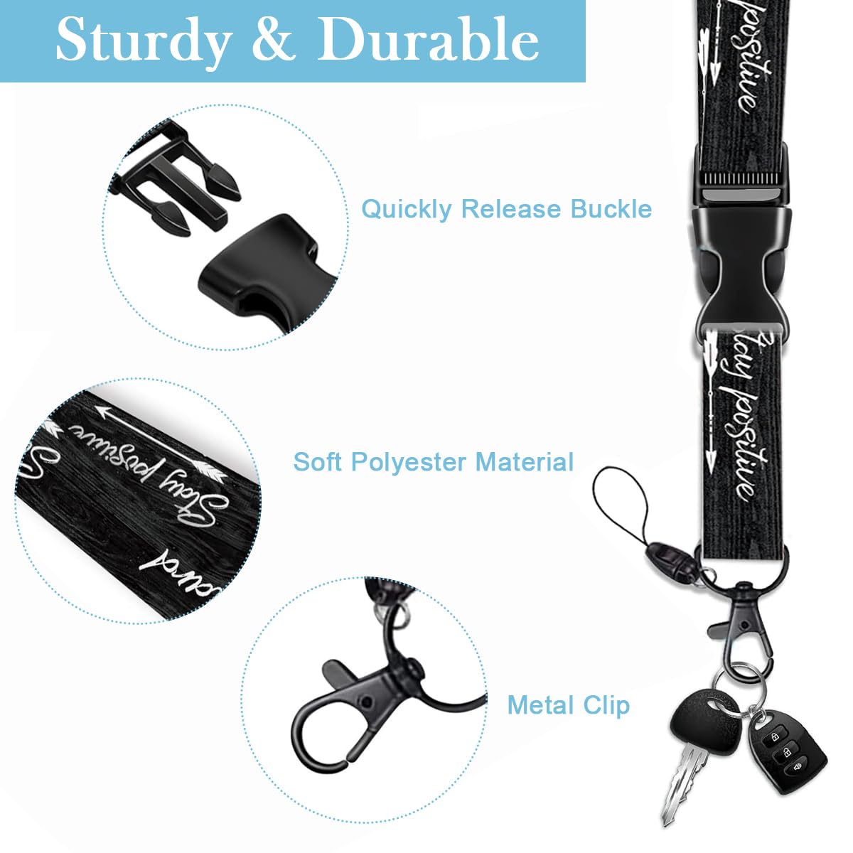 HASTHIP Retractable Badge Holder for ID Cards and Keys with 23 in Wire Reel | Detachable Lanyard