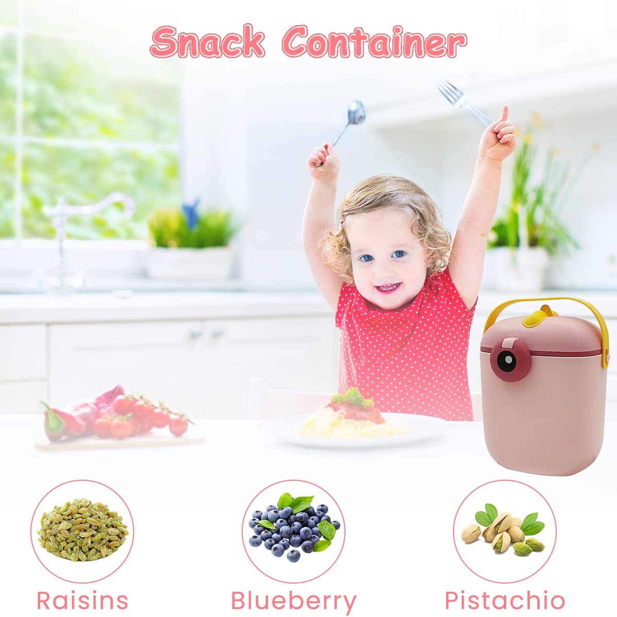 SNOWIE SOFT Baby Formula Dispenser 550ml for Travel with Double Lid Seal and Scoop | BPA Free Pink Container