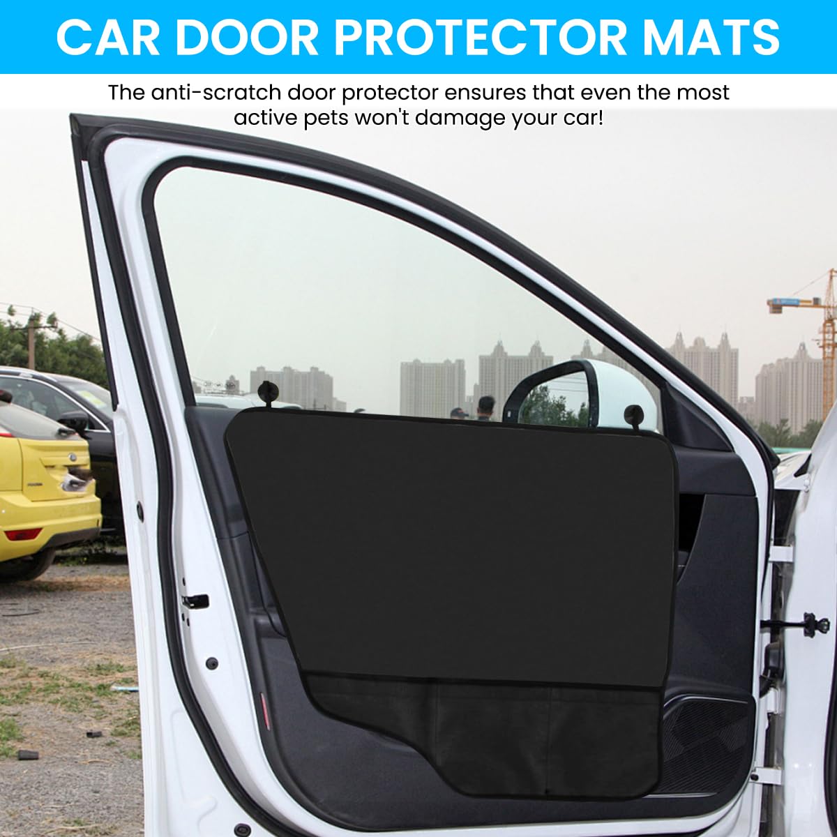 STHIRA Car Interior Door Protector for Dogs featuring Suction Cup Design 77x64cm | Waterproof Scratch-Proof Cover for Car and SUV