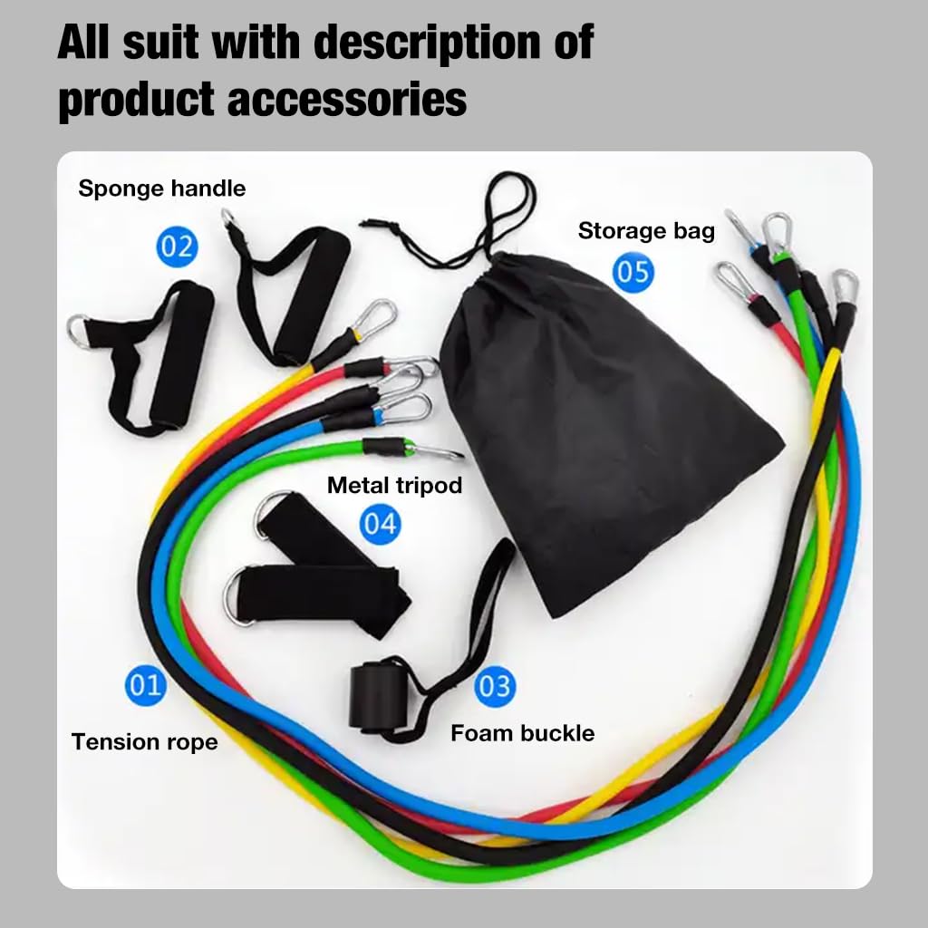 Proberos Resistance Tube Kit for Exercise and Stretching with Foam Handles and Door Anchor | Eco Latex Bands for Men and Women