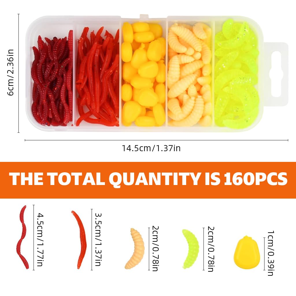 Proberos Fishing Lures Kit 161 pcs for Freshwater and Saltwater with Realistic Worm Baits | Includes Storage Box
