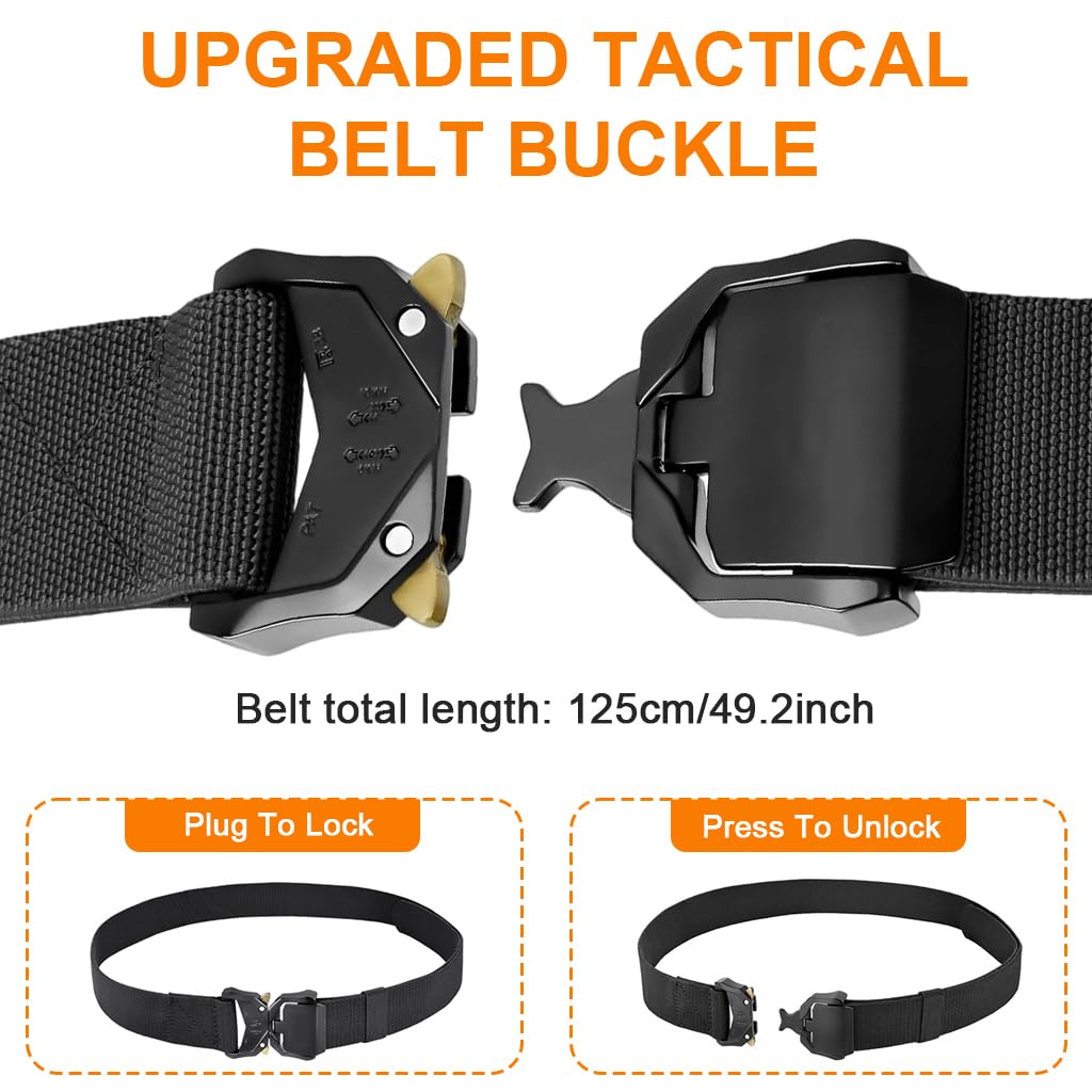 Proberos Mens Tactical Belt with 1.5 in Quick Release Buckle for Work and Hiking | 2 Pack Canvas