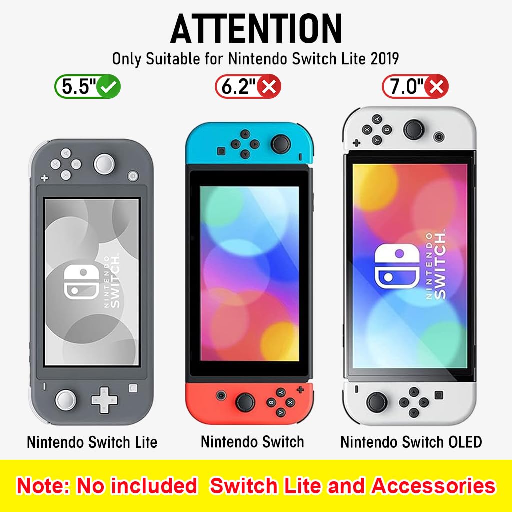 ZORBES® for Switch Lite Case, 2 in 1 Anti-Scratch Protective Case for Nintendo Switch Lite, with HD Screen Protector Cover Hand Grip Case TPU Skin Cover for Switch Lite, Not Included Switch Lite