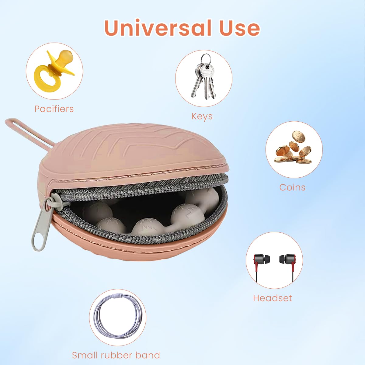 SNOWIE SOFT Baby Pacifier Holder Case for Travel with Zipper Strap Silicone Pouch | Dustproof Storage for Newborns