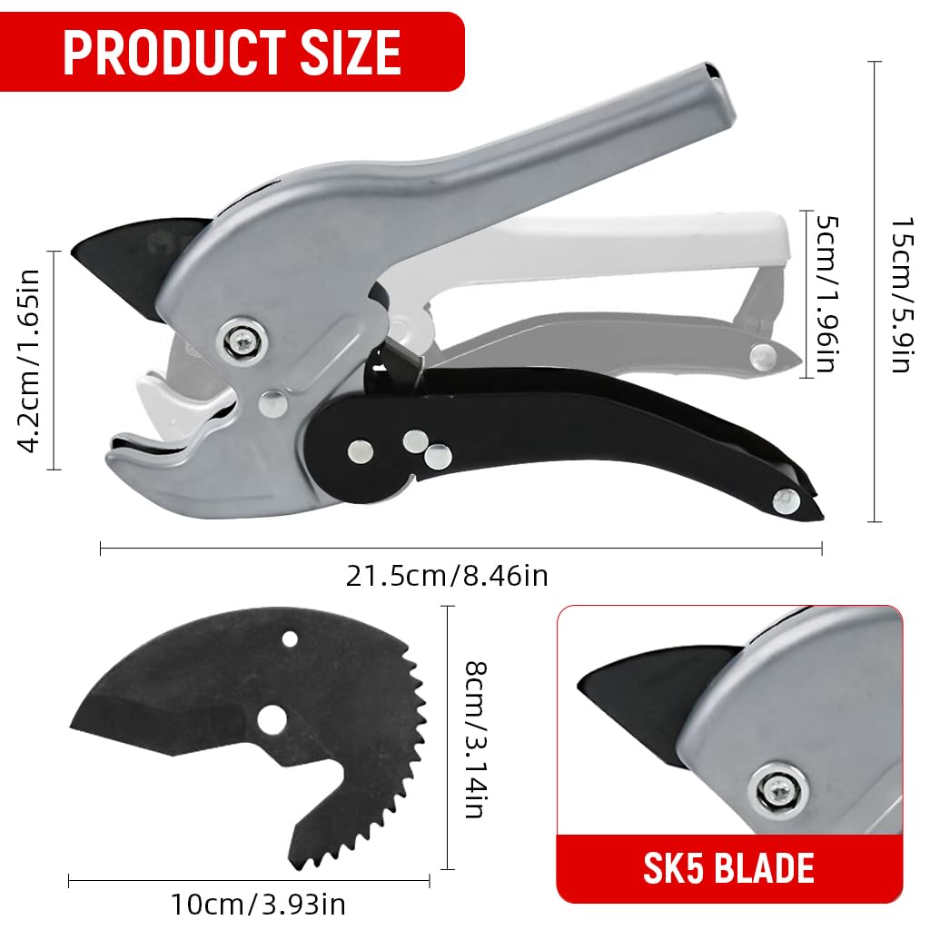Serplex PVC Pipe Cutter for 1/8 to 1.5 in Tubes with Safety Lock and Ergonomic Handle