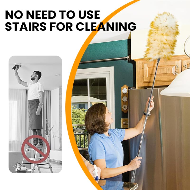 Supvox Telescopic Duster for Ceiling and Home Cleaning with Static Cling Wool Head 55 in