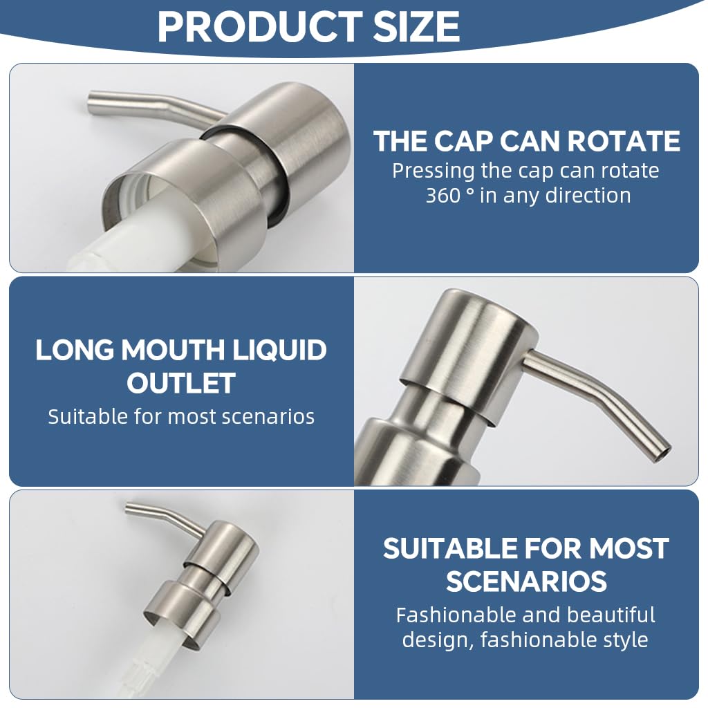 HASTHIP Soap Dispenser Pump for Bathroom & Kitchen with 304 Rustproof Design | 2 Pack Reusable