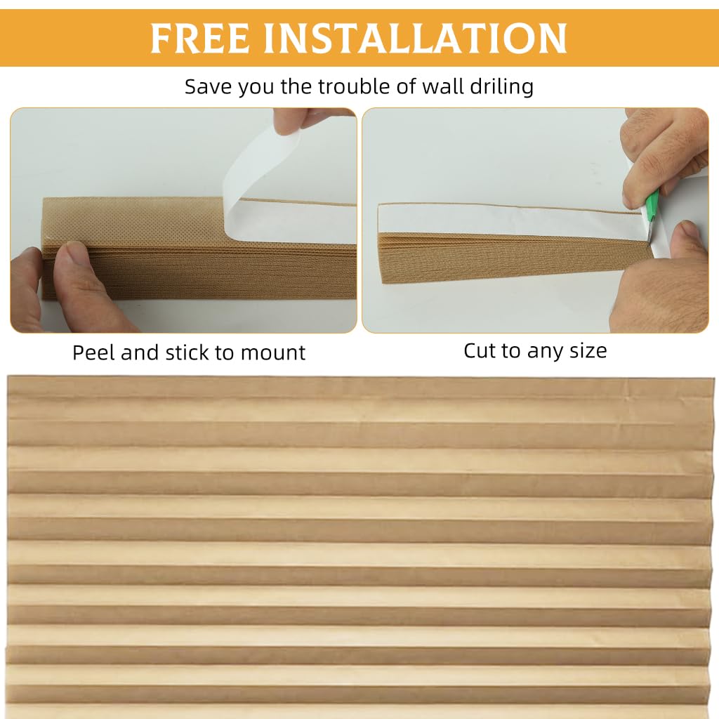 HASTHIP Blinds for Windows Without Drill featuring Roll Up Pleated Paper Design 47x70 in | Light Filtering and UV Protection for Home or Office