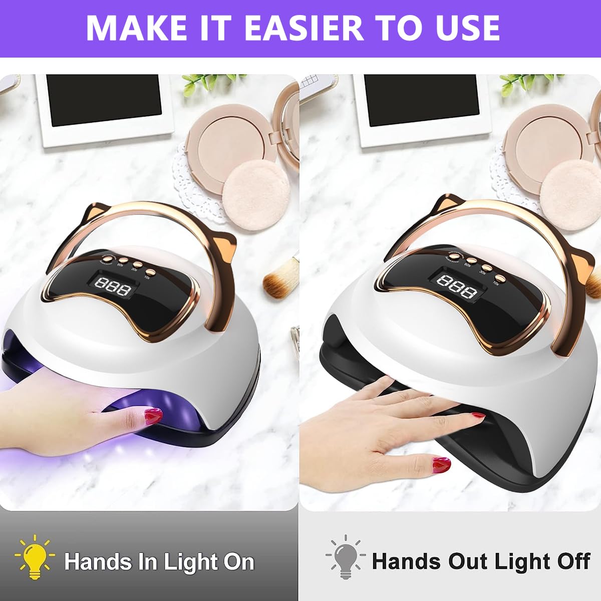 MAYCREATE® 120W UV LED Nail Lamp, USB UV Gel Nail Polish Light Smart Induction Nail Curing Lamp Gel Polish Light, 36 LED Lamp Beads, Quick Dry Your Gel Nail Polish with 4 Timer Setting