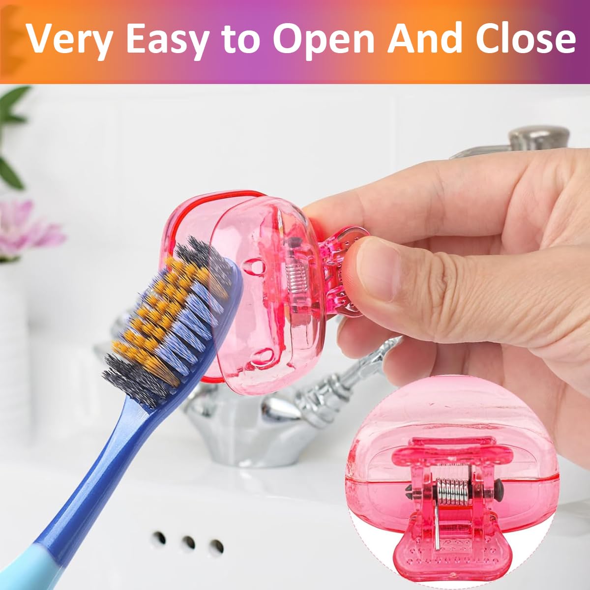 HANNEA Toothbrush Cap Set for Travel with Clip On Ventilation Holes 4pcs BPA Free | Hygienic Protection for Kids and Adults