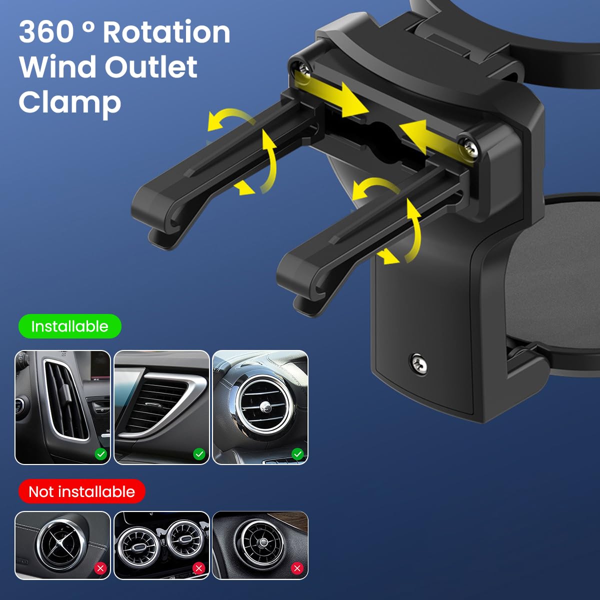 STHIRA Car Cup Holder for Air Vent featuring Folding Snap On Design for 8cm Bottles | Space Saver