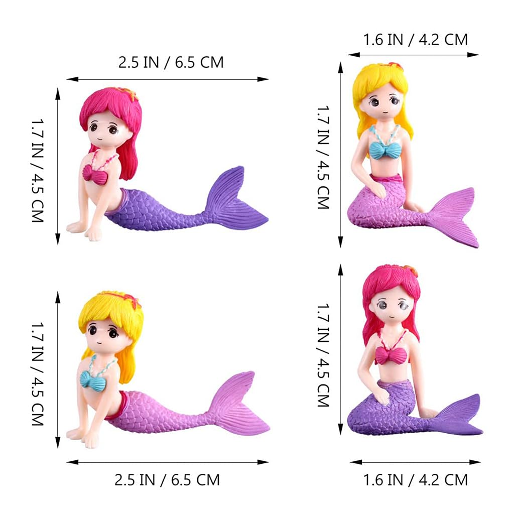 Zibuyu Miniature Mermaid Figurines Set of 4 for Fairy Gardens and DIY Micro Landscaping | Charming Accessories for Dollhouses and Cake Toppers