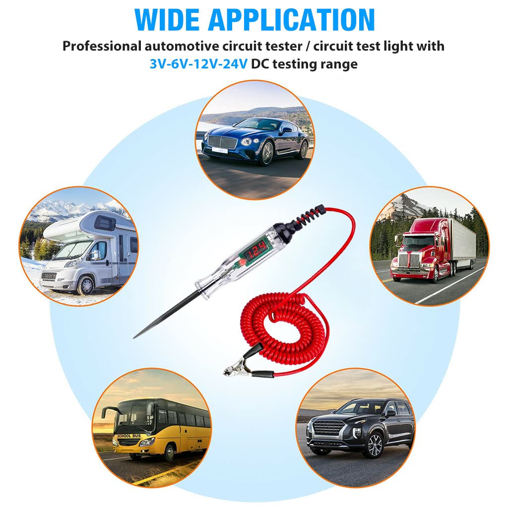 STHIRA Car Voltage Tester for Automotive Diagnostics with LCD Backlight 0.8V to 100V | Portable Current Pen for Battery and Circuit Check