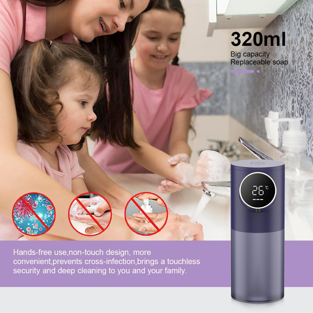 HANNEA Soap Dispenser for Bathroom with 0.25s Touchless Sensor and 320ml Capacity | 1500mAh Rechargeable IPX4 Waterproof Blue Model