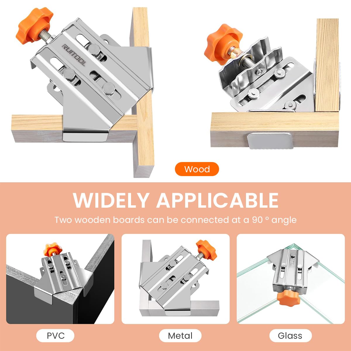 Serplex Corner Clamps for Woodworking with Adjustable Swing Jaw and 86×103×25mm Size | Stainless Steel 90 Degree Right Angle Clip
