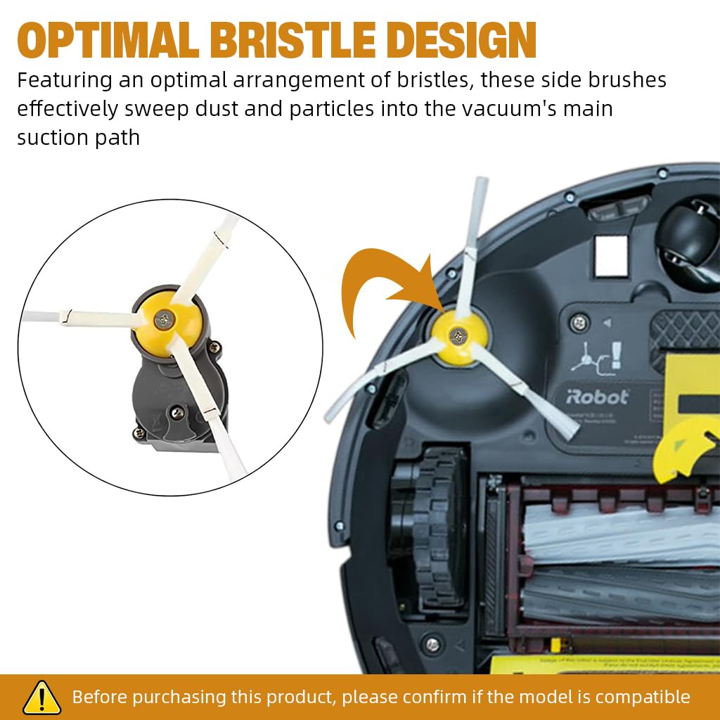 HASTHIP Compatible iRobot Roomba Replacement Side Brushes for 800 900 Series Pack of 4 | Optimal Bristle Design for Corner Cleaning