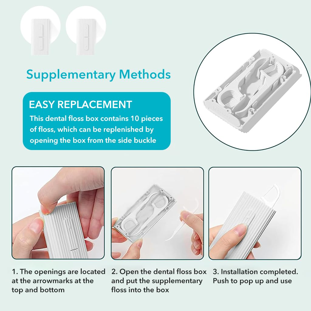 MAYCREATE Floss Pick for Travel and Daily Use with Dual-End Dispensing | 2 Refillable Cases