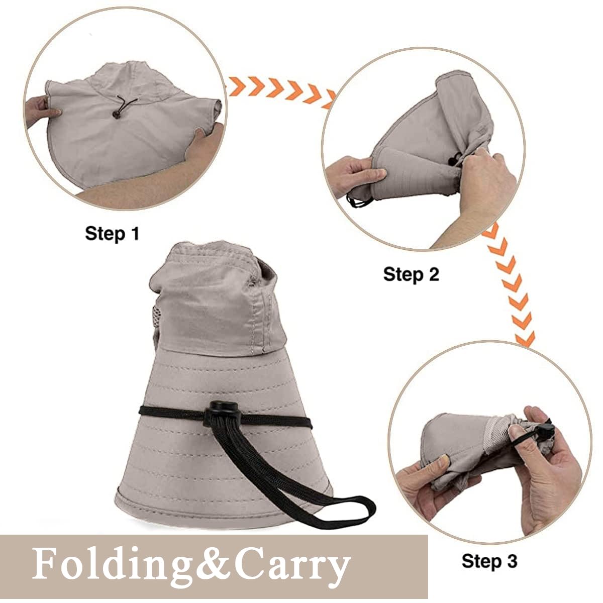 PROBEROS Sun Hat UPF50+ for Hiking and Fishing with Wide Brim and Neck Flap | 3PCS