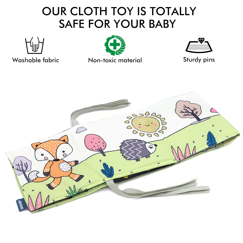 SNOWIE SOFT Cloth Books for Babies with 82×15 cm Hangable Design and Sound Paper | Washable Visual Development Toy