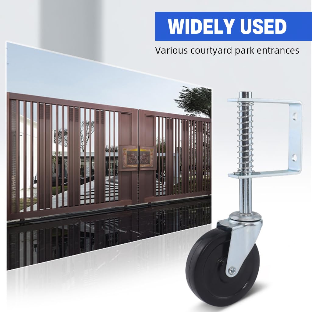 Serplex Gate Caster Wheel for Wooden and Metal Gates with 4 in Spring Loaded Swivel | Zinc Alloy 250–500 lbs Capacity