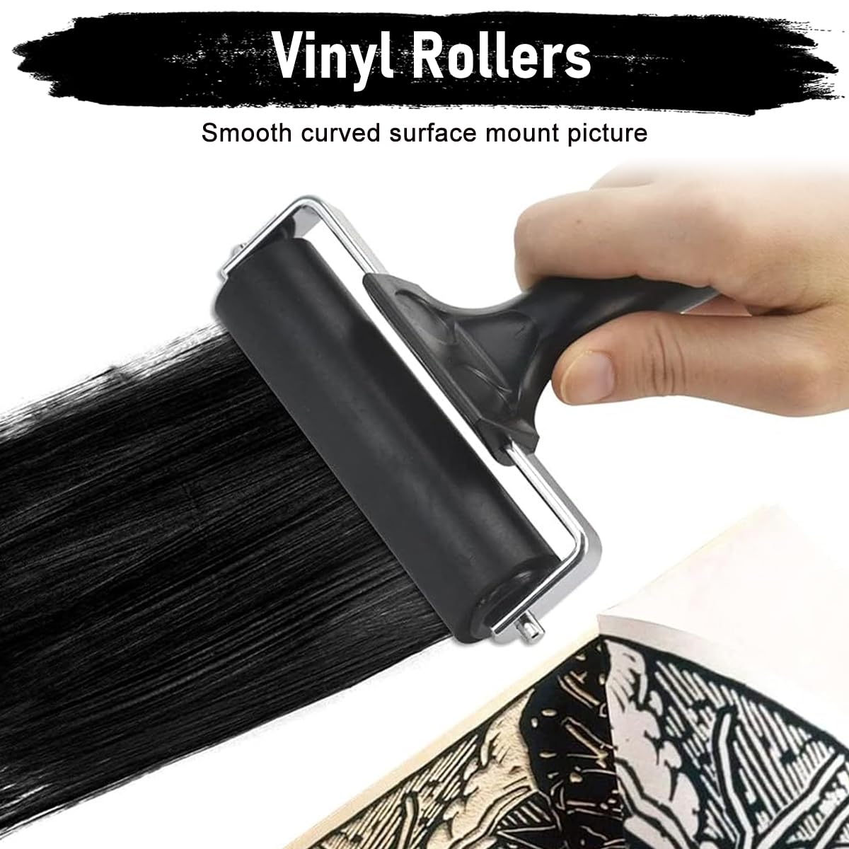 Serplex Inking Plates Rollers for Printmaking with Ergonomic Handle and 2.36 & 3.94 in Sizes