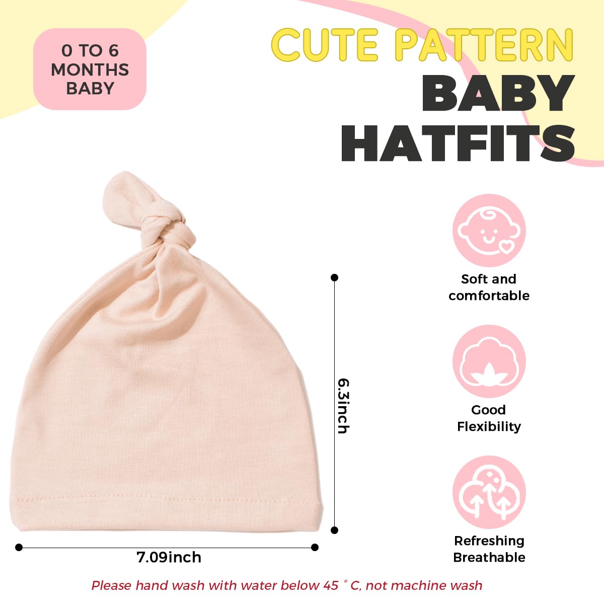 SNOWIE SOFT Baby Beanies for 0–6 Months with Stretchable Fit and Soft Cotton Warmth | Ideal Newborn Winter Hats