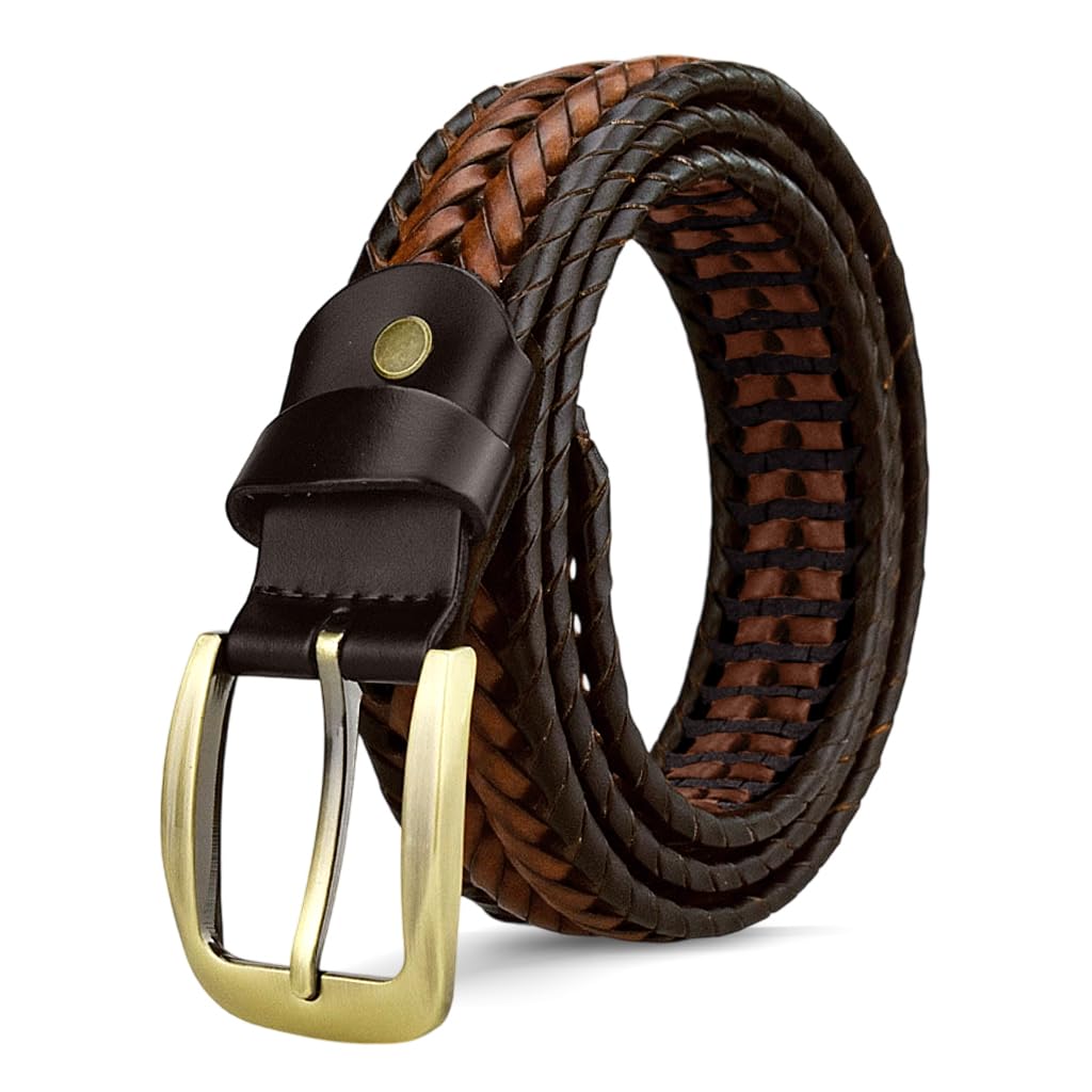 GUSTAVE Belts for Men featuring Braided PU Leather and Alloy Buckle | 125CM Adjustable Fit
