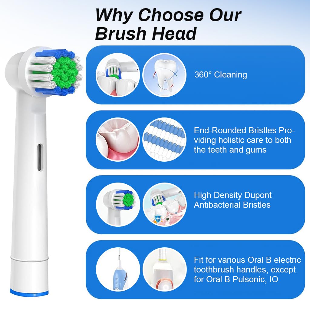 MAYCREATE Electric Toothbrush Replacement Heads for Oral B Braun with Soft Dupont Bristles Pack of 8 | Gentle Deep Cleaning Performance