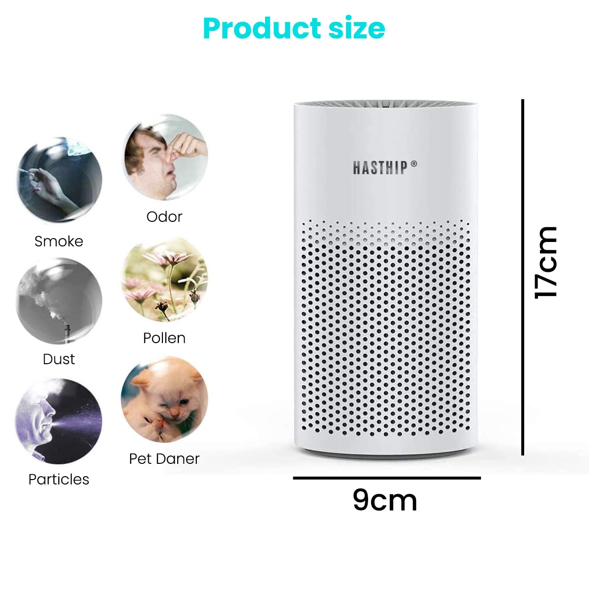 HASTHIP Air Purifier for Home 18dB Super Quiet Car Air Purifier and Freshener Kills 99.9% Viruses Air Purifier for Bedroom Room Air Purifier Ionizer Portable Car Air Purifier Filter for Dust Smoke