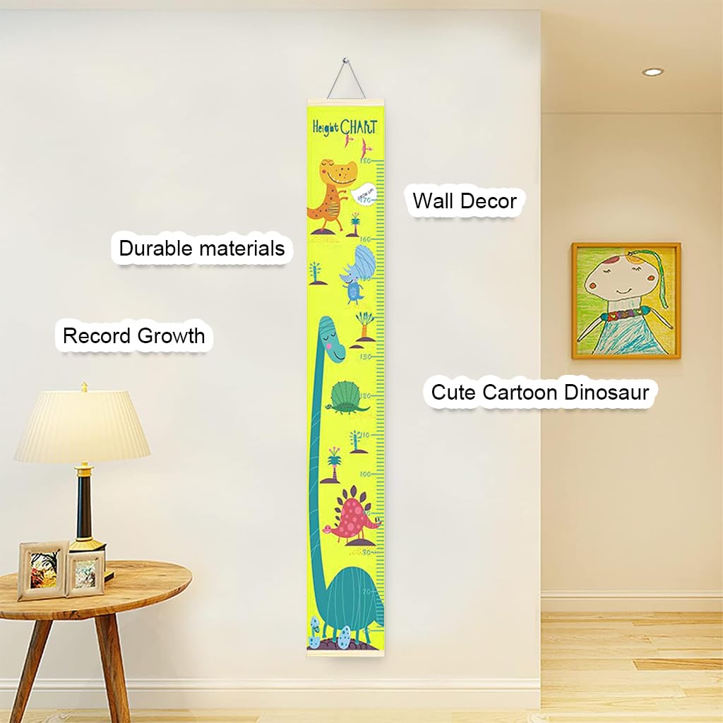 SNOWIE SOFT® Cartoon Dinosaur Growth Chart for Kids 60-180cm Wall Hanging Growth Chart for Kids & Teenagers Canvas Cartoon Growth Chart Waterproof Canvas Growth Chart for Kid's Room