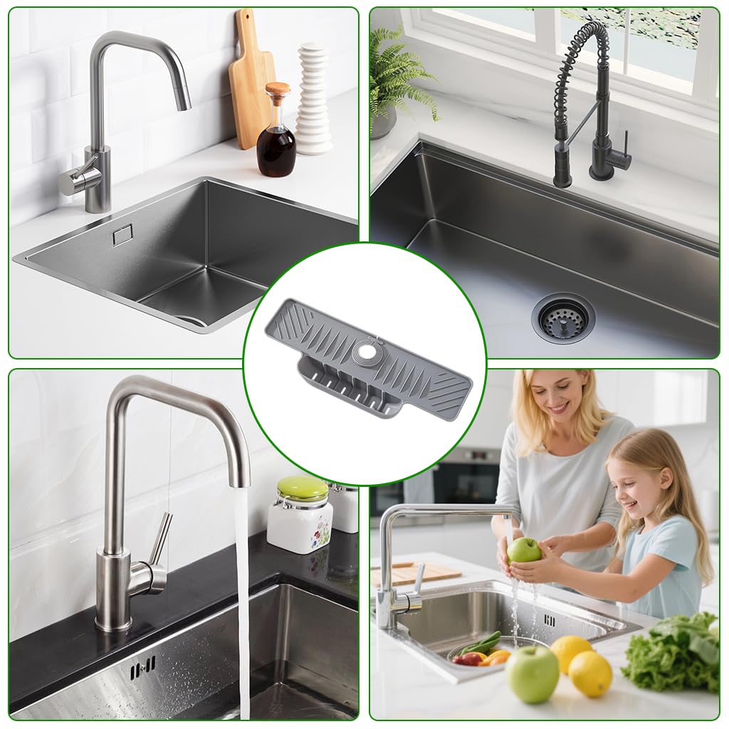Supvox Kitchen Sink Pad for Faucet Area with Built In Storage Compartment and Quick Dry Silicone | Universal Sink Protector for Kitchen and Bathroom