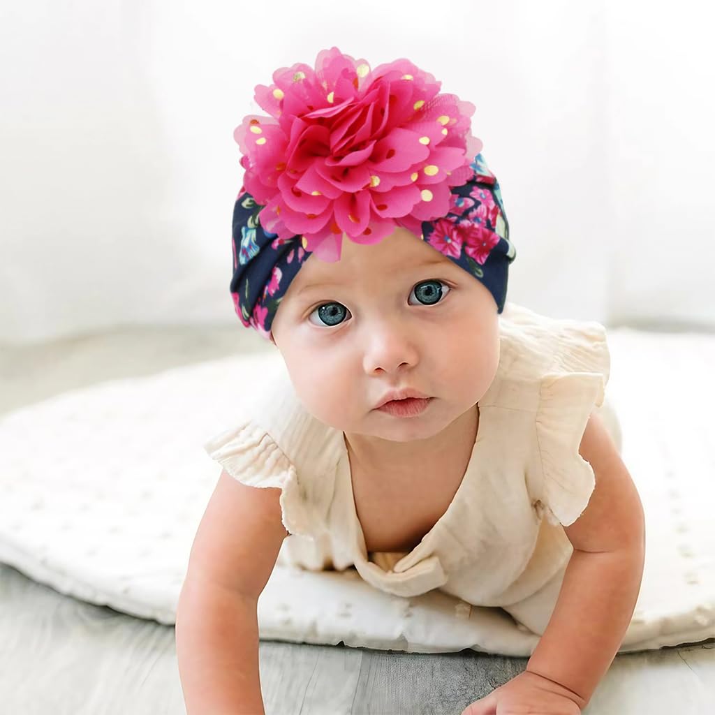 SNOWIE SOFT Baby Cap for Girls featuring Stretchy Nylon Comfort and 3 Color Set 3–24 Months