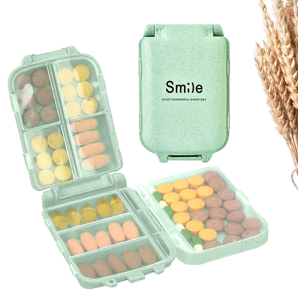 HANNEA Pill Organizer Box for Travel with 8 Compartments and Folding Design | Food Grade Plastic