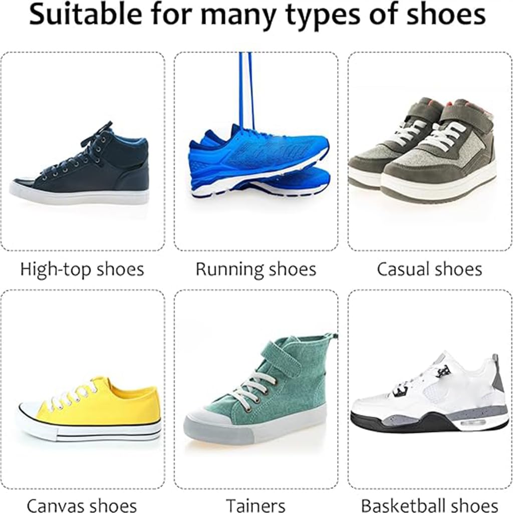 Zibuyu Elastic No Tie Shoelaces for Sneakers and Casual Shoes with 100cm Length & Metal Lock | Universal Fit for Adults