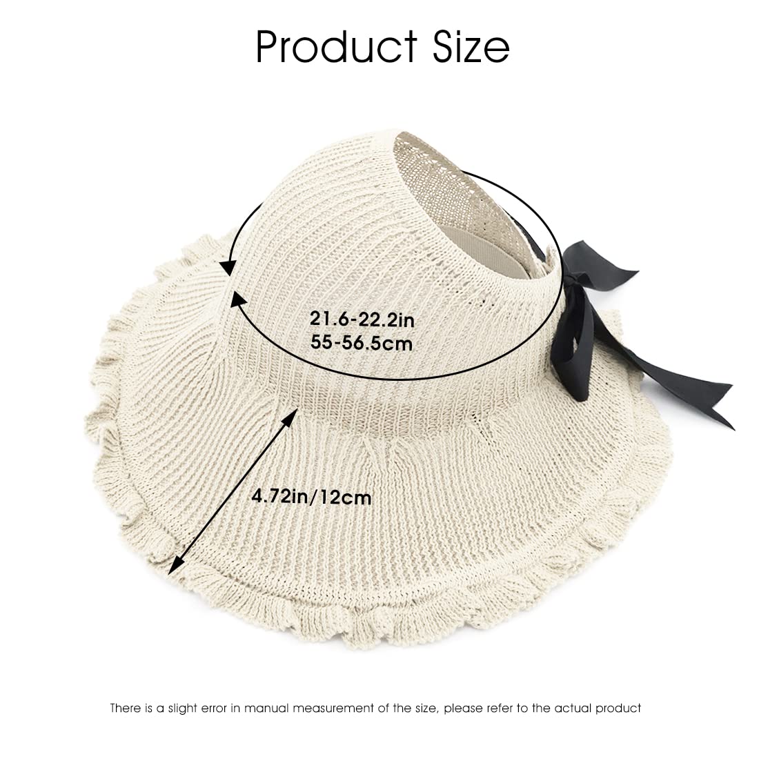 PALAY Women's Sun Hat for Travel and Beach with Wide Brim & Hollow Design in Beige | UV Protection Cotton Hat for Outdoor Activities