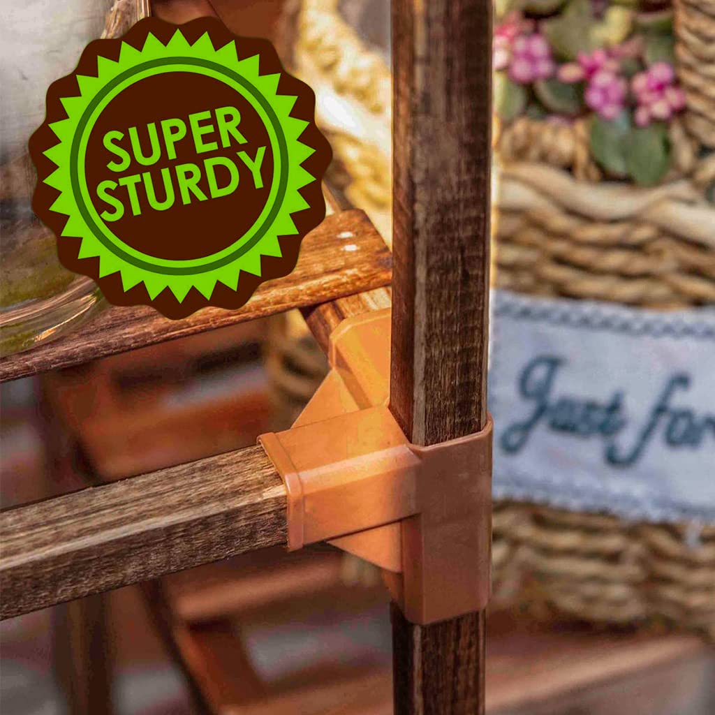 HASTHIP 4 Tier Plant Stand for Balcony and Indoor with 9 Pot Spaces and Off Ground Design | Solid Wooden Rack for Living Room Patio Garden