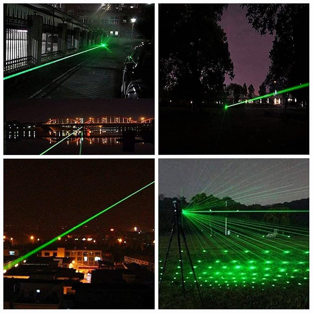 Climberty USB Rechargeable Green Laser Pointer for Teaching with 1000m Beam and Rotating Star Cap