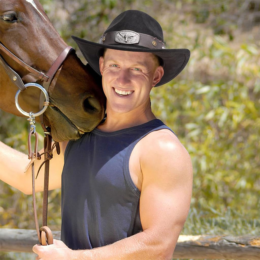 GUSTAVE Cowboy Hat Bands for Western and Cowgirl Hats featuring Bull Head Charm | Adjustable Leather Design