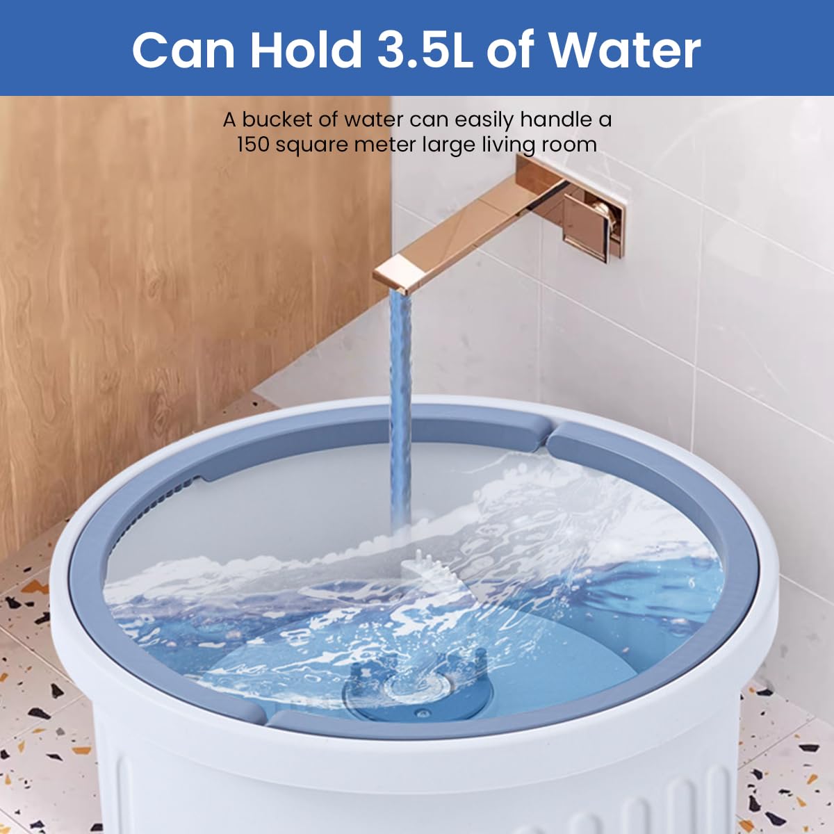 HASTHIP Microfiber Flat Floor Mop for Wet and Dry Cleaning with 3.5L Self Wringing Bucket and 360° Swivel Head