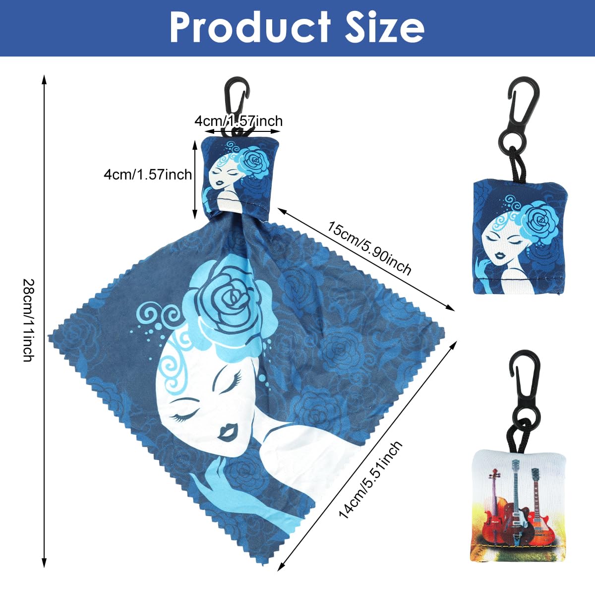 ZORBES Glasses Cleaning Cloth for Eyeglasses and Screens featuring Keychain Pouch | 2 Pack Microfiber Design