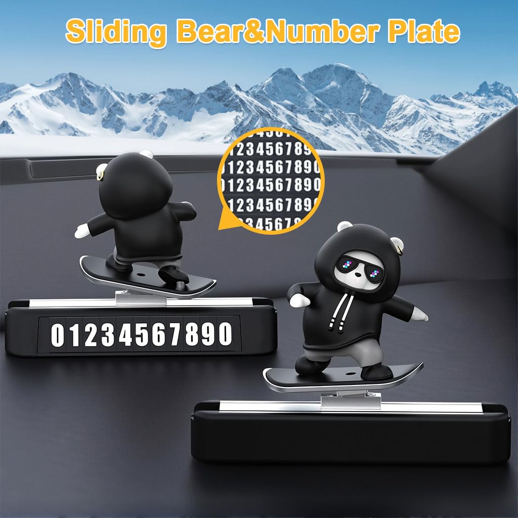 STHIRA Dashboard Car Charm for Dashboard Decoration featuring Swinging Cartoon Bear | 2PCS Set