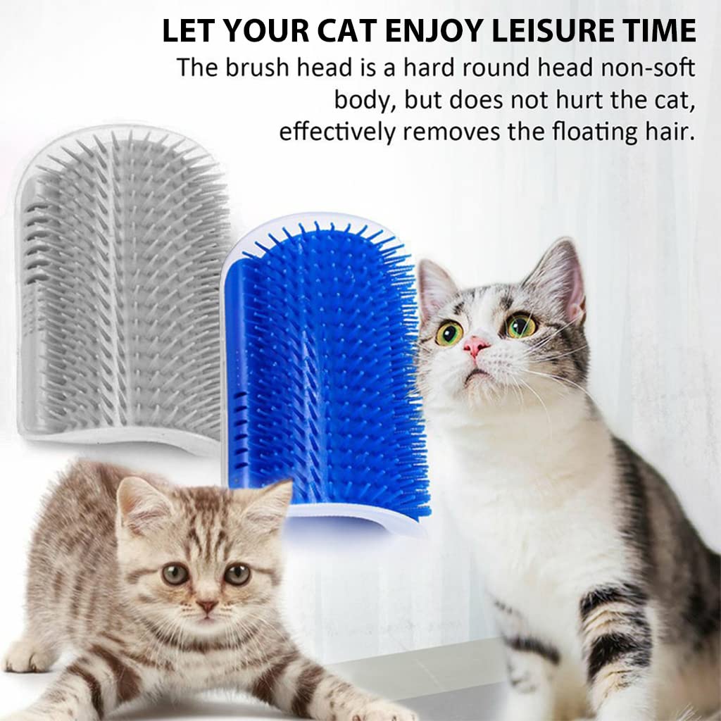 Qpets® 2 Pcs Cat Brush for Hair Grooming Wall Mount Corner Cat Scratcher Head Top Massage Comb for Cat Self Entertainment Massage Brush for Cat