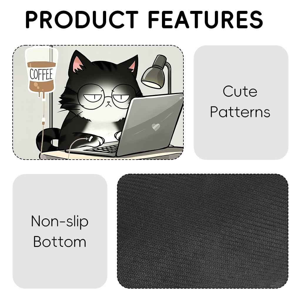 ZORBES Mouse Pad with Wrist Support for Office and Home featuring Soft Gel Rest | Funny Cat Motivational Design